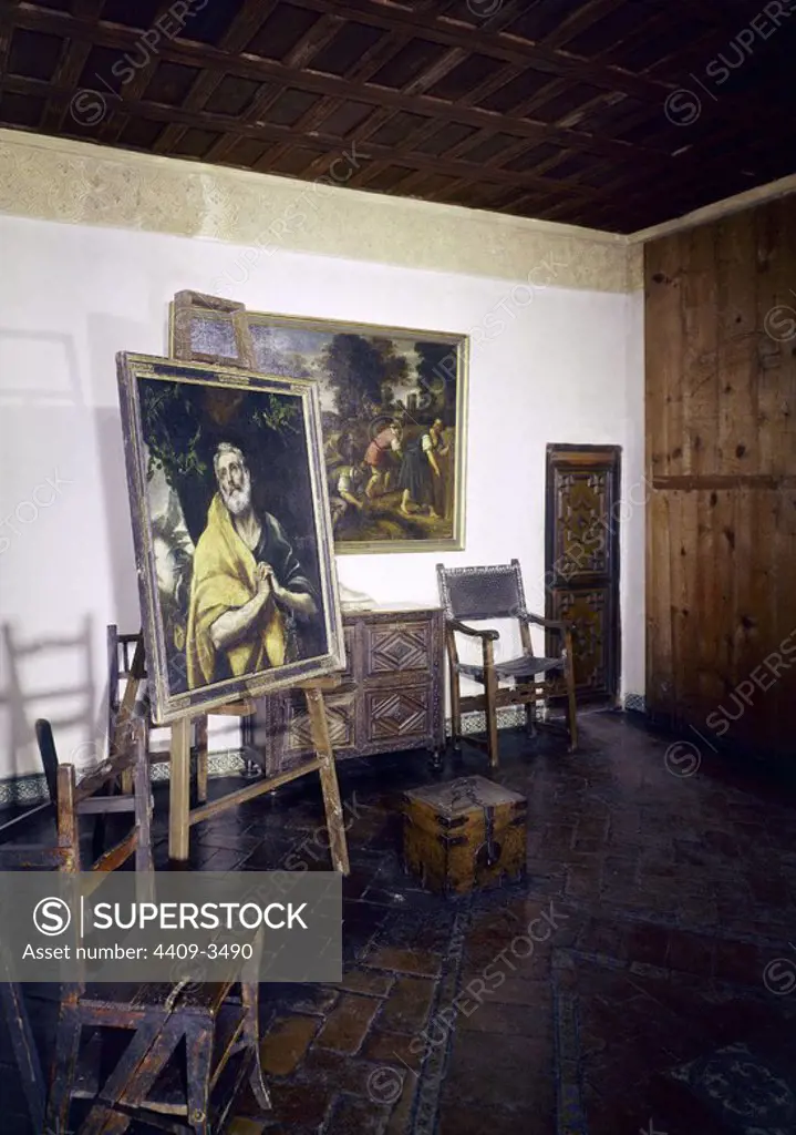 Studio. Estudio. Toledo, House-museum of El Greco. Location: CASA MUSEO DEL GRECO-INTERIOR. Toledo. SPAIN.