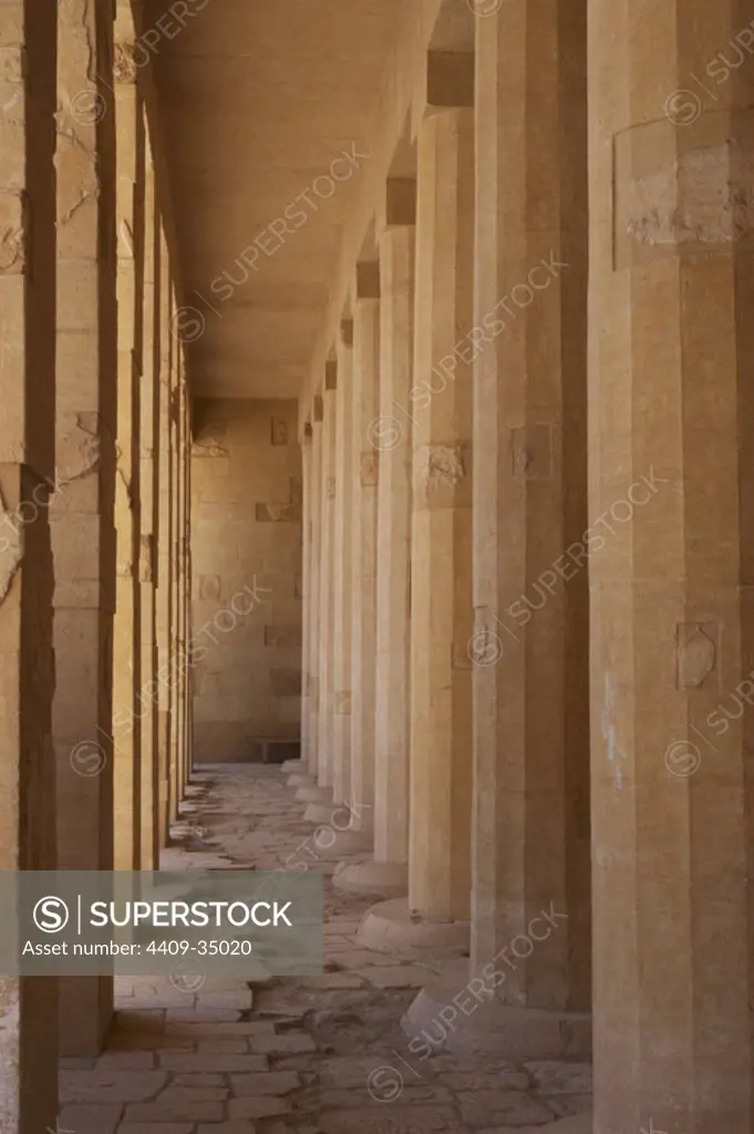 Temple of Hatshepsut. Colonnade. 18th Dynasty. New Kingdom. Deir el-Bahri. Egypt.