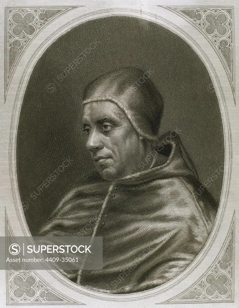 Gregory XII, named Angelo Correr or Corraro (1325-1417). Pope between 1406 and 1415. Engraving.