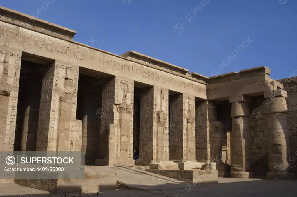 Temple of Ramesses III. Twentieth dynasty. New Kingdom. Medinet Habu. West Thebes. Egypt.
