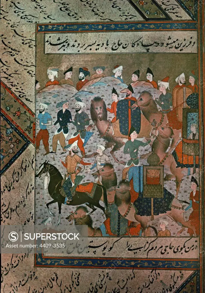 Pilgrimage to Mecca. 1566 Persian mannuscript. London, British museum. Location: BRITISH MUSEUM. LONDON. ENGLAND.