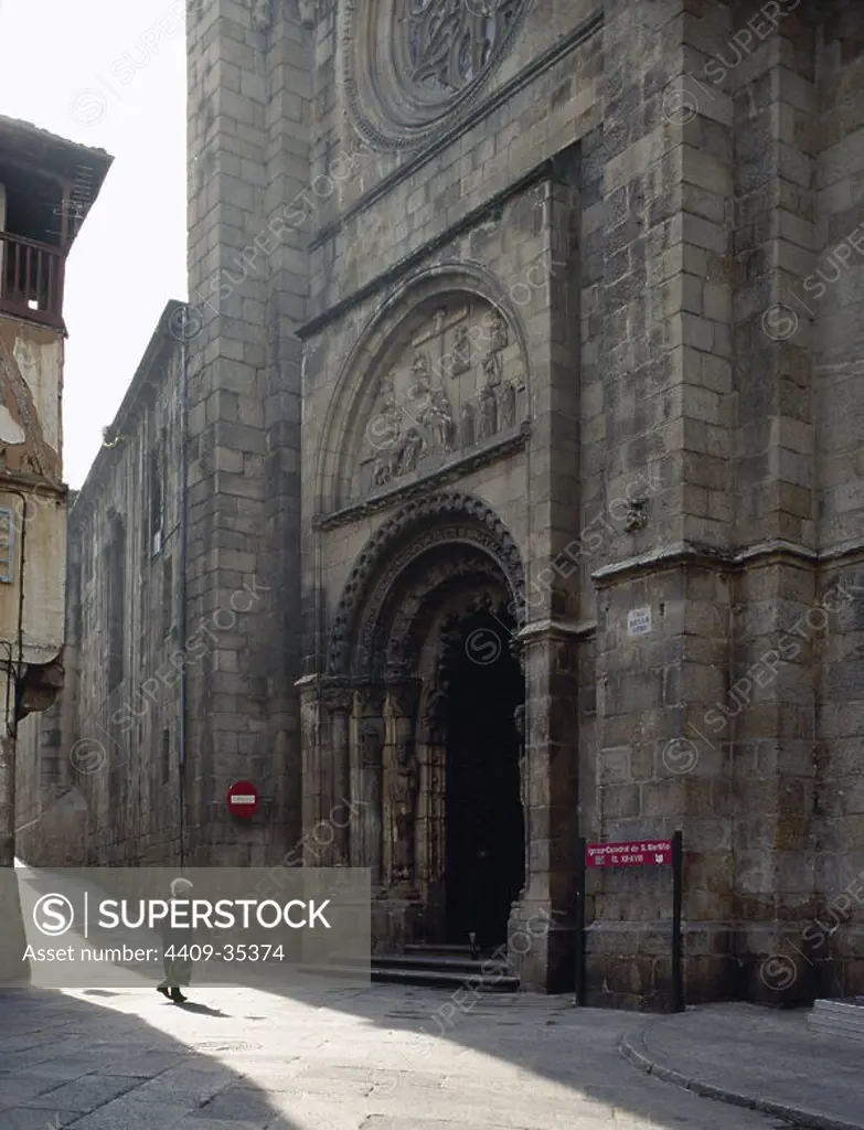 Spain. Galicia. Orense. North facade (13th century) of St. Martin's Cathedral.