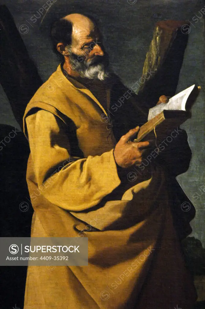 Baroque art. Spain. Zurbarán, Francisco de (Fuente de Cantos, 1598-Madrid, 1664). Spanish painter. Saint Andrew, c. 1635-1640. Detail. Museum of Fine Rtes. Budapest. Hungary.