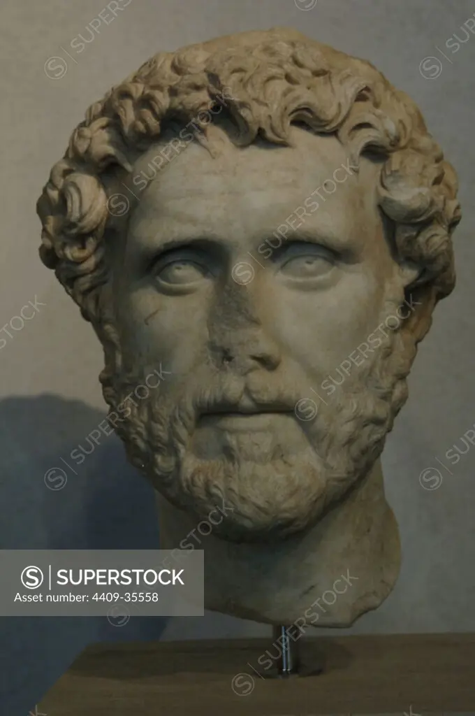 Antoninus Pius (86-161). Roman Emperor (138-161). Antonine period. Marble bust dated between 138-161. Origin unknown. Palazzo Massimo, Museo Nazionale Romano. Rome. Italy.