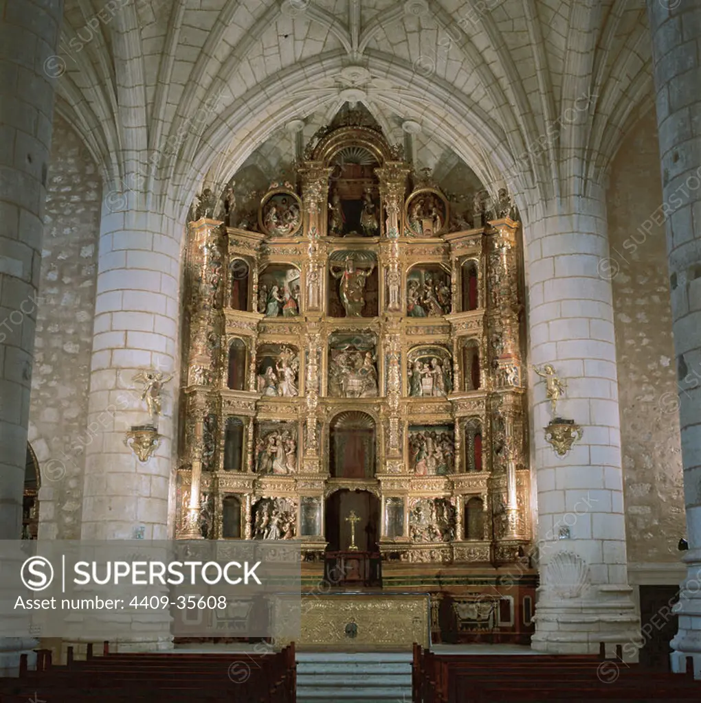 Renaissance Art. Spain. 16th century. Church of Santa Maria. Plateresque Altarpiece, 1572. Alarcon. Castile-La Mancha.