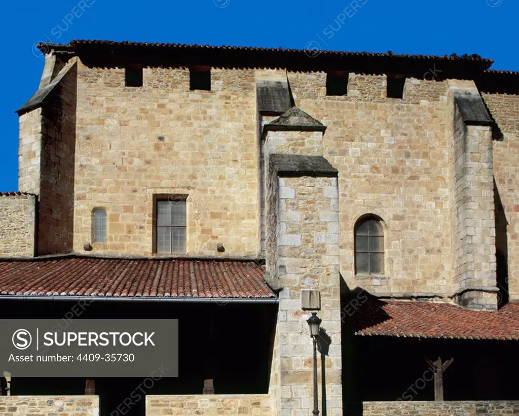 Spain. Collegiate Church of Cenarruza. 14th -15th centuries. Exterior. Basque Country.
