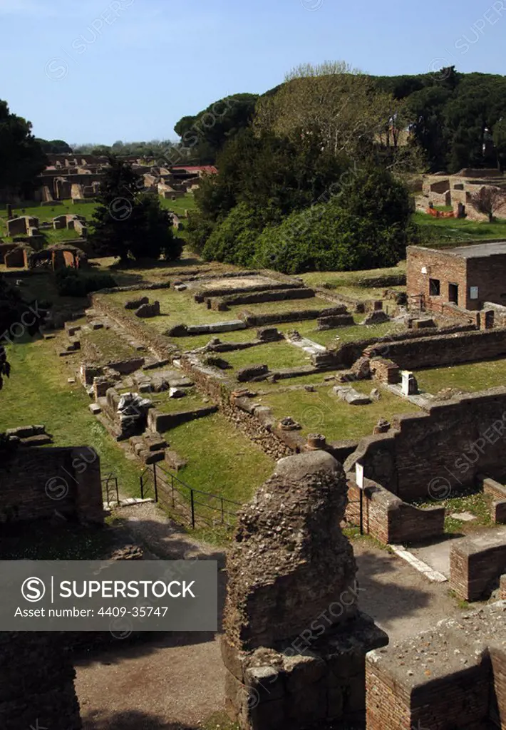 Ostia Antica. House of Apuleius. Pompeian style. Dated under Trajan. Overview. Italy.