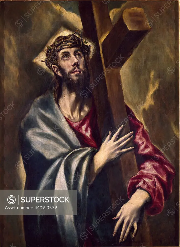 'Christ Clasping the Cross', ca. 1602, Oil on canvas, 108,2 cm x 87 cm, P00822. Author: EL GRECO. Location: MUSEO DEL PRADO-PINTURA. MADRID. SPAIN.