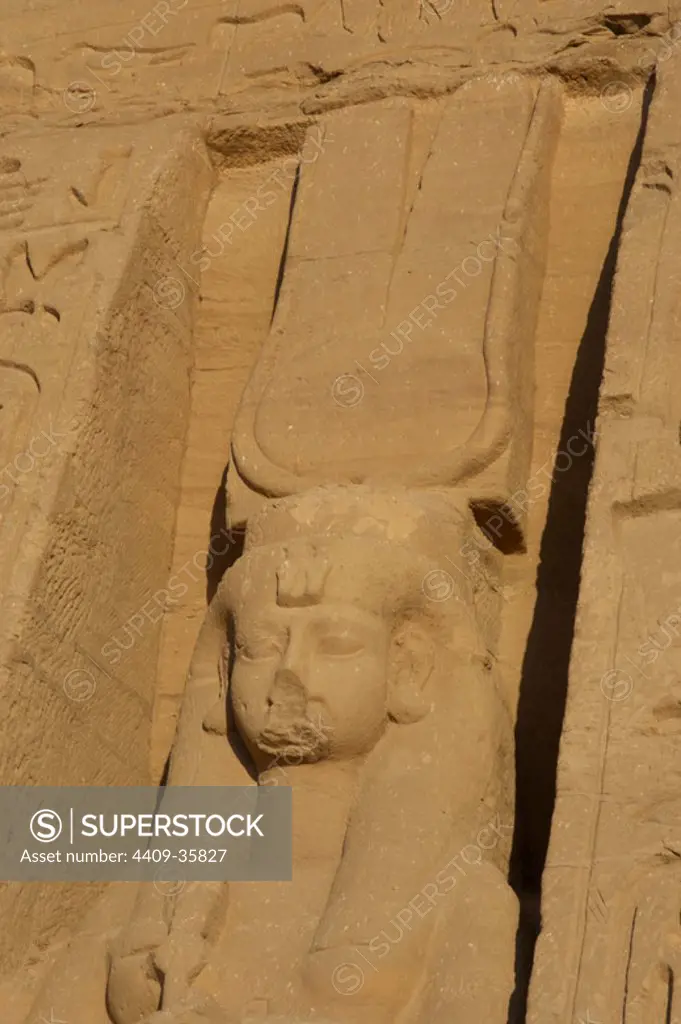 Nefertari, also known as Nefertari Merytmut. One of the Great Royal Wives (or principal wives) of Ramesses the Great. New Kingdom. Temple of Hathor or Small Temple. Abu Simbel. Egypt.