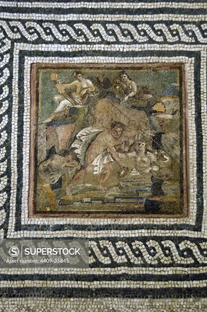 Mosaic depicting "Hylas and the Nymphs", dated between the late 2nd century B.C. and early Imperial Period. Tor Bella Monaca. Palazzo Massimo. National Roman Museum. Rome.