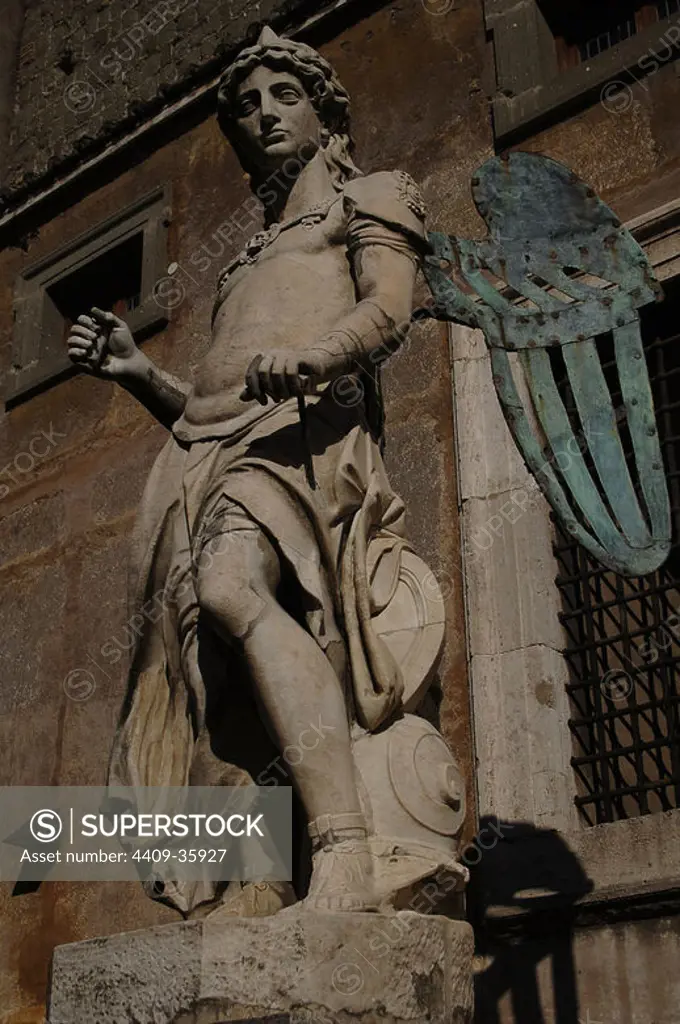 Italy. Rome. Archangel Michael. Statue by Raffaello da Montelupo (1504-1566). 1544. Castel Sant'Angelo.
