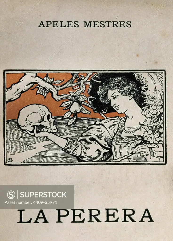 Apeles Mestres (1854-1936). Spanish writer and draftsman. Title cover of La Perera. Edition printed in 1908.