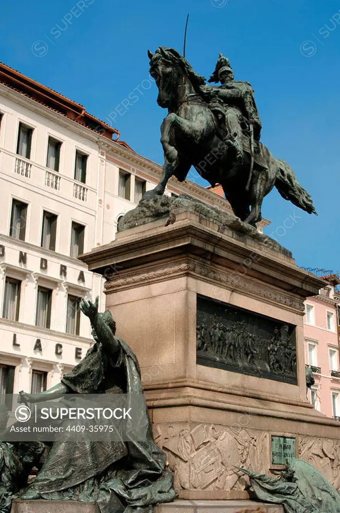 Victor Emmanuel II (1820-1878). King of Sardinia (1849-1861) and Italy (1861-1878). Equestrian Statue. Venice. Italy.