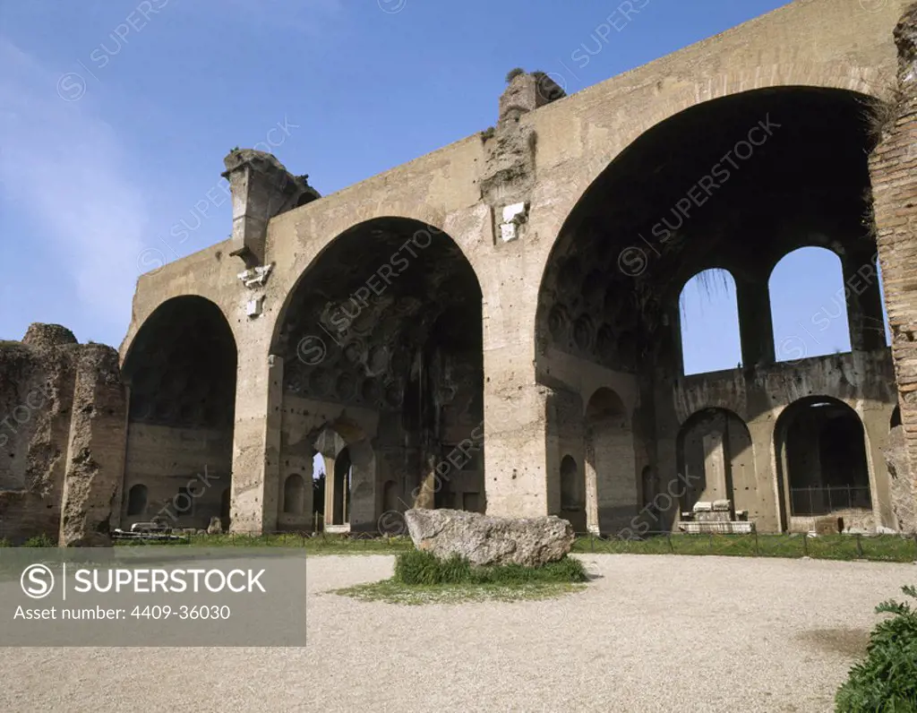Italy, Rome. Basilica of Maxentius and Constantine. Roman Forum. It was begun by Maxentius and completed by Constantine after 313.