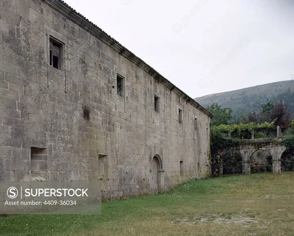 Spain. Galicia. Melon. Cistercian monastery of St. Mary, founded in 1142. Partial view.
