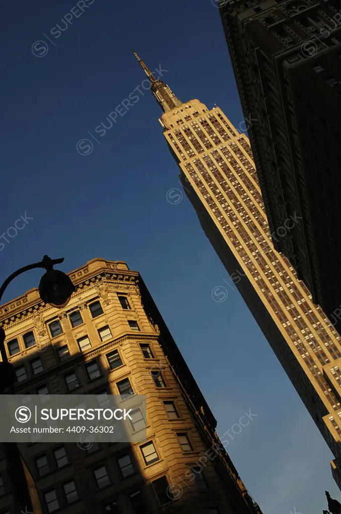 United States. New York City. The Empire State Building, Art Deco skyscraper. Midtown Manhattan.