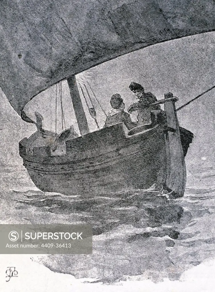 Apeles Mestres (1854-1936). Spanish writer and draftsman. The Sardine fishers. Illustration by Mestres for his work Idylls (Idilis). 1884-1889.