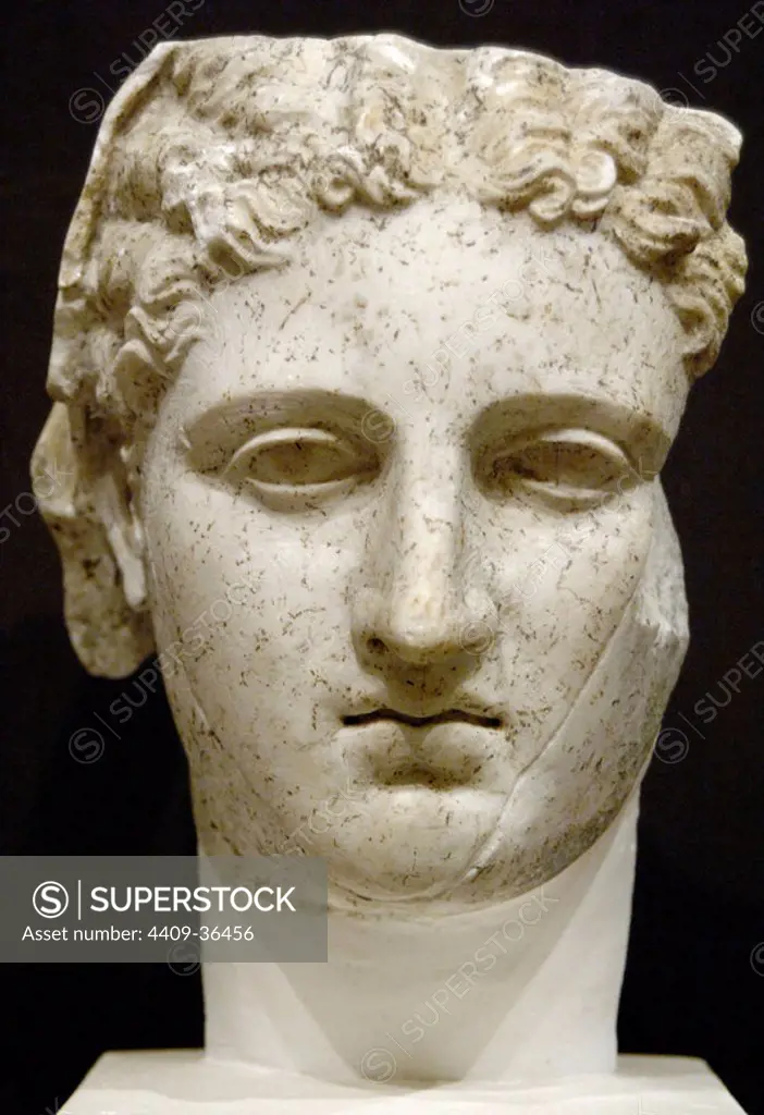 GREEK ART. REPUBLIC OF ALBANIA. Bust of woman. Herculaneum type. Located during the excavations in Butrint Theater in 1928. Copy of a Hellenistic original, dated in the first half of I century BC. Ruins of Butrint Museum.