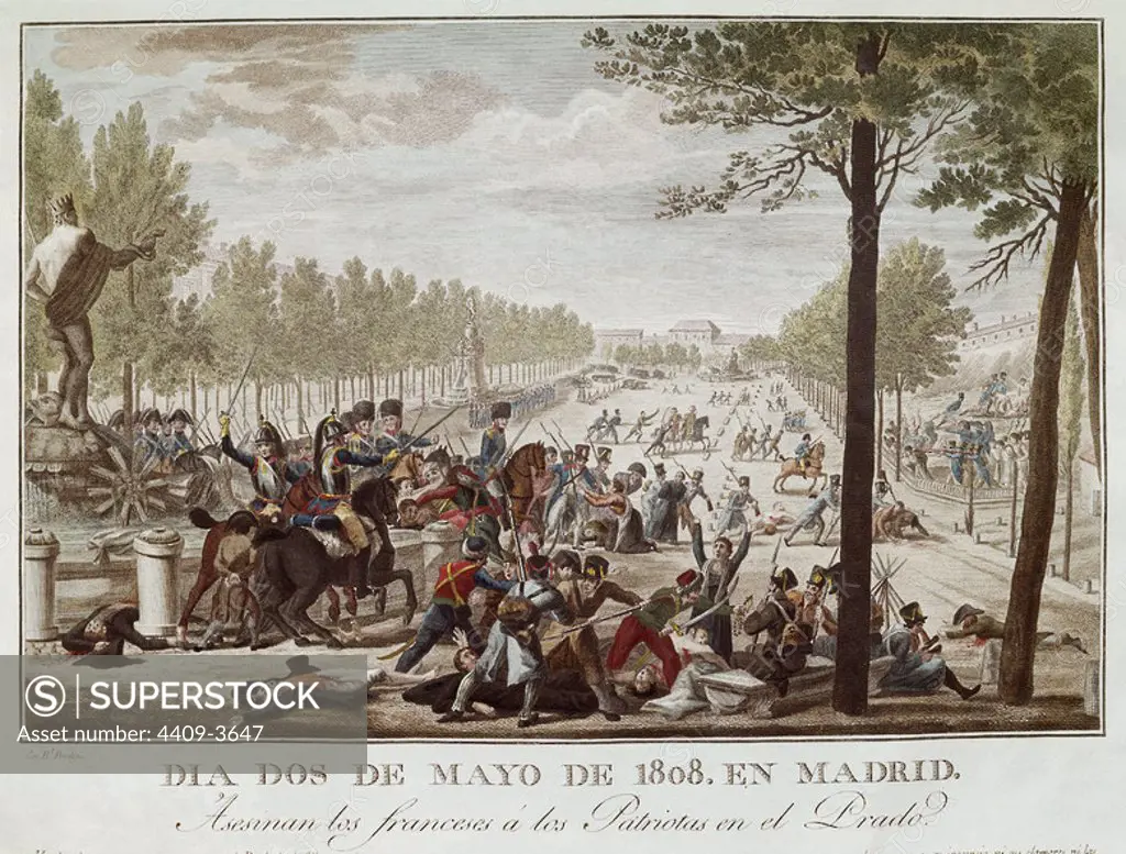 Murders at the Paseo del Prado in Madrid on May 2, 1808. Madrid, library of the royal palace. Author: LOPEZ ENGUIDANOS TOMAS. Location: PALACIO REAL-BIBLIOTECA. SPAIN.
