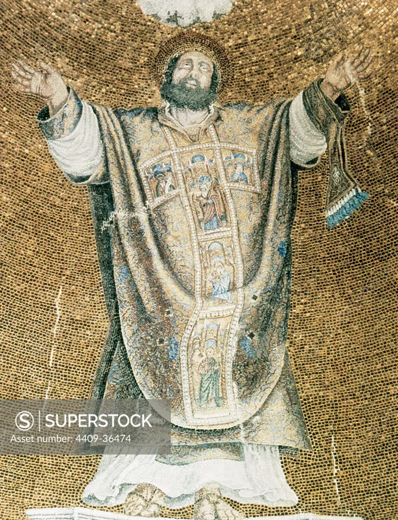 BYZANTINE ART. ITALY. Saint Mark in ecstasy. Mosaic of the atrium in the Saint Mark's Basilica dating between the twelfth and thirteenth century. Venice.