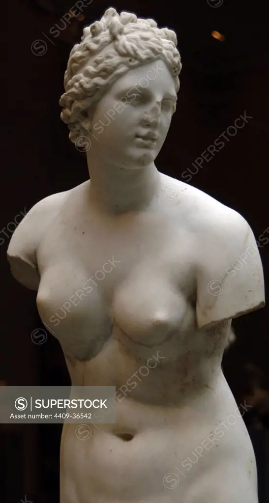 Roman Art. Marble statue of Aphrodite. Imperial period. 1st or 2nd century. Copy of a Greek statue of the 3rd or 2nd century B.C. Museum of Art. New York. United States..