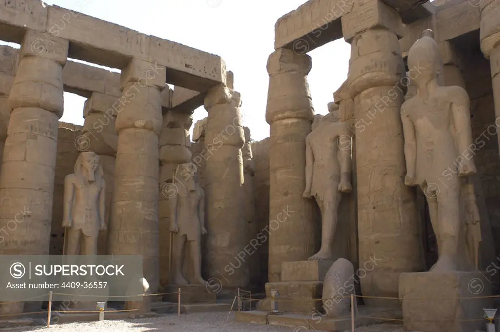 Egypt. Temple of Luxor. First courtyard, known as Ramesses II. New Kingdom. Thebes.