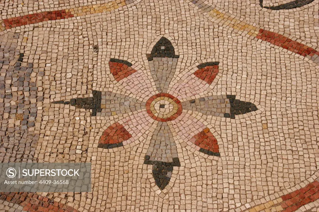 Roman mosaic. Floral decoration. Ostia Antica. Italy.