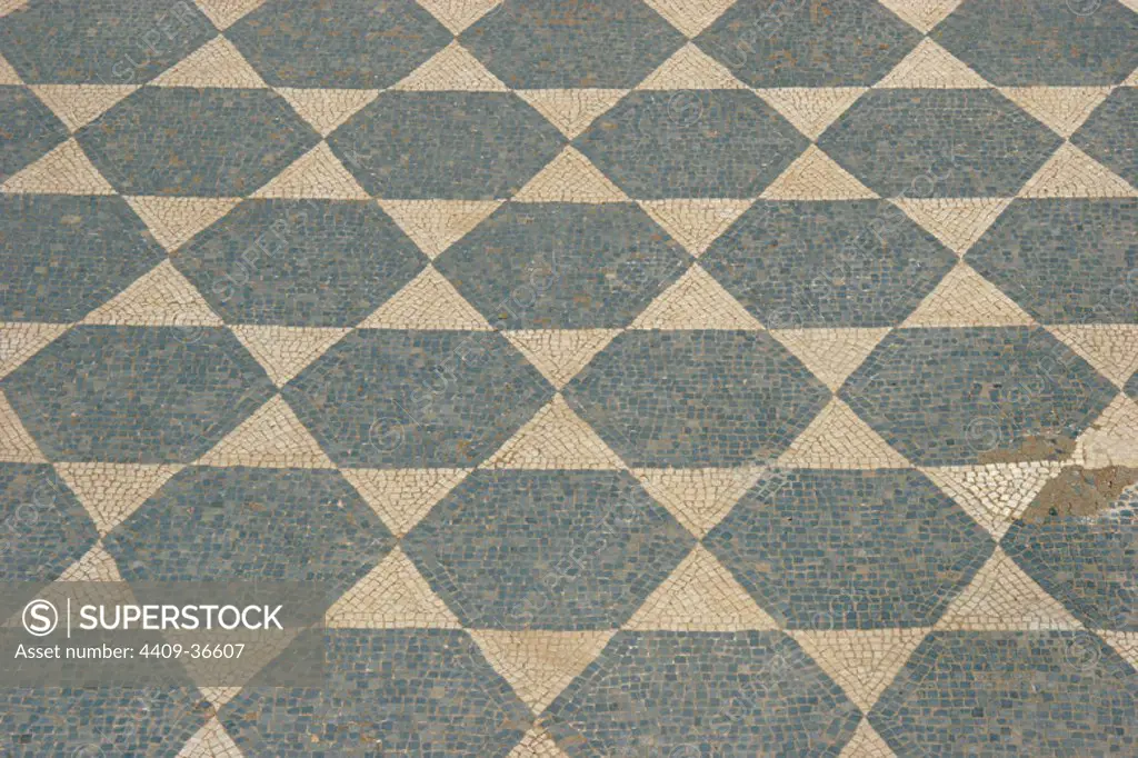 Ampurias. Roman mosaic. Girona province. Catalonia. Spain.