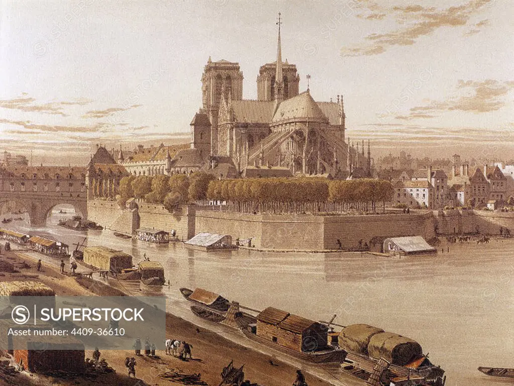France. Paris. Notre Dame in 1750.