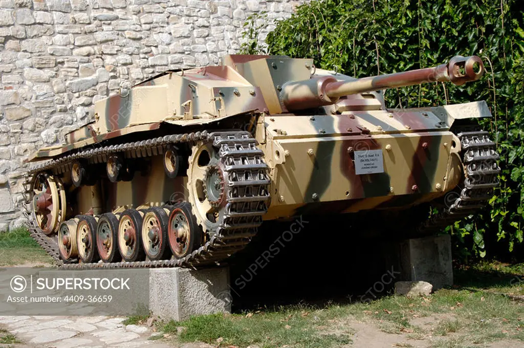 Tank exposed outside the Military Museum. German tank. Belgrade. Republic of Serbia.