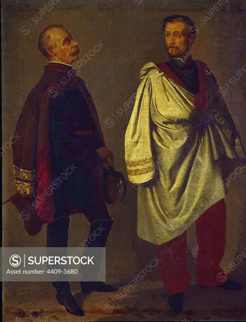 Generals Prim and O'Donnell. Sevilla, marquis of Aracena collection. Author: BECQUER VALERIANO. Location: PRIVATE COLLECTION. Sevilla. Seville. SPAIN. Juan Prim y Prats. CONDE DE REUS. GENERAL PRIM. LEOPOLDO O DONNELL (1809-1867) I DUQUE DE TETUAN. LEOPOLDO ODONNELL (1809/1867) I DUQUE DE TETUAN.