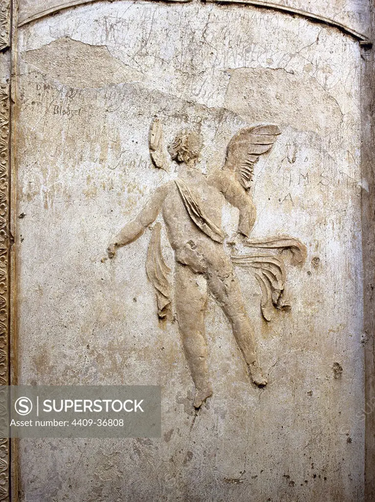 Pompeii. Relief depicting Cupid. Temple of Isis. Purgatory. 2nd century BC. Italy.