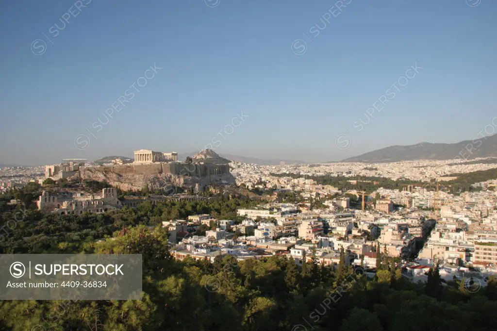 Athens. Panoramic view of the Acropolis. Attica. Central Greece.
