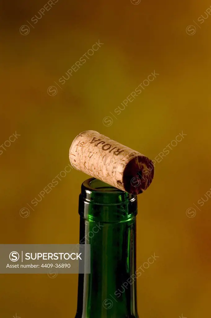 Cork on a wine bottle.
