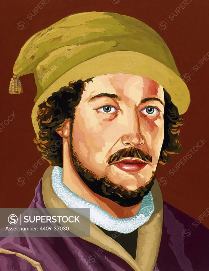 Juan de la Cosa (1460-1509). Spanish navigator and cartographer. Portrait.