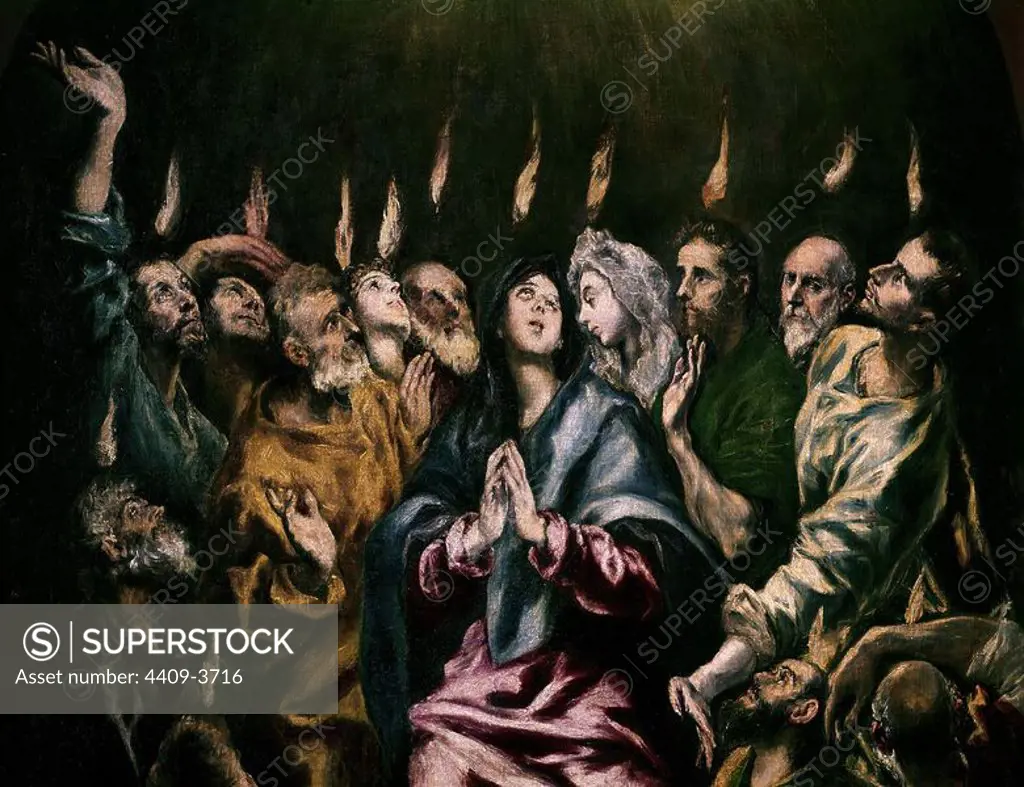 'Pentecost' (detail), ca. 1600, Oil on canvas, P00828. Author: EL GRECO. Location: MUSEO DEL PRADO-PINTURA. MADRID. SPAIN.