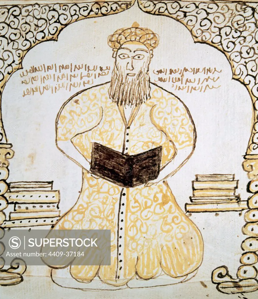 MAHOMA (Muhammad b'Abd Allah) (La Meca, h. 570-Medina, 632). Fundador del Islam. Retrato. Biblioteca Nacional. Madrid. España.