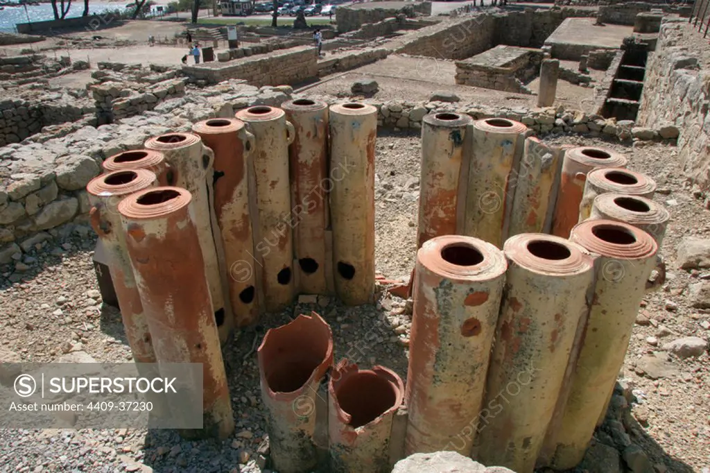 Roman city of Ampurias. Water filters. Girona province. Catalonia. Spain.