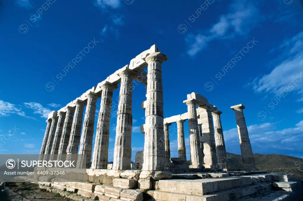 Greek Art. Greece. Cape Sounion. Temple of Poseidon, built in 444-440 B.C.