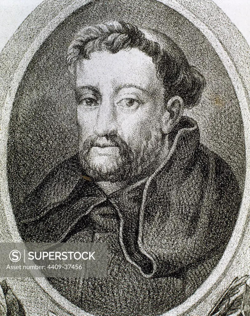 LEON, Fray Luís de (1528-1591). Poeta y prosista español. Grabado del s. XIX.