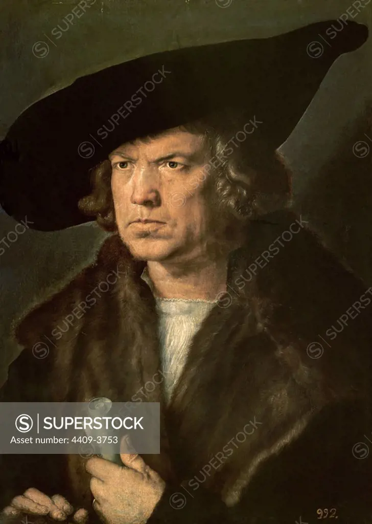 'Portrait of an Unknown Man', 1521, Oil on panel, 50 cm x 36 cm, P02180. Author: ALBERTO DURERO-ALBRECHT DÜRER. Location: MUSEO DEL PRADO-PINTURA. MADRID. SPAIN.