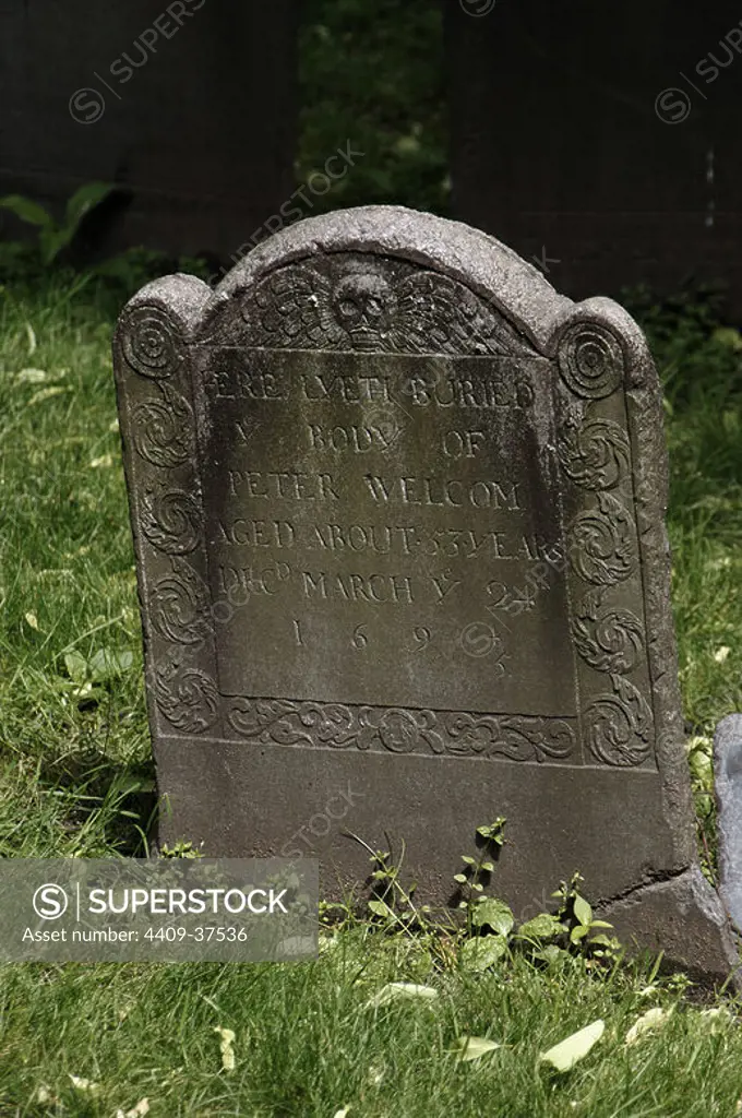 Old Granary Burying Ground Cemetery. Tomb. Boston. State of Massachusetts. The United States.