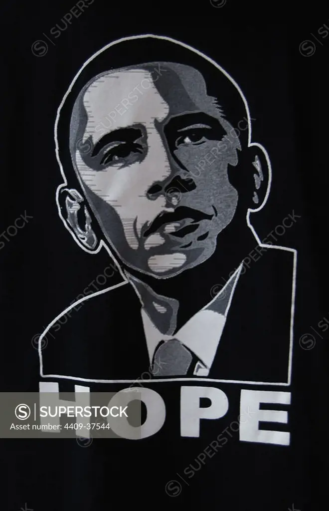 New Orleans. 2008. T-shirts with picture of Barack Obama, with the motto "Hope". Presidential elections in November 2008.