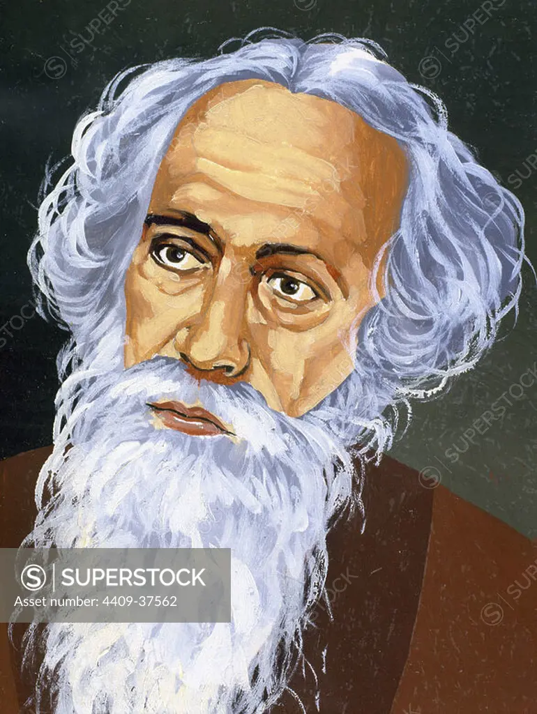 Rabindranath Tagore (1861-1941). Bengali poet, novelist, musician, painter and playwright. Nobel Prize in Literature in 1913.