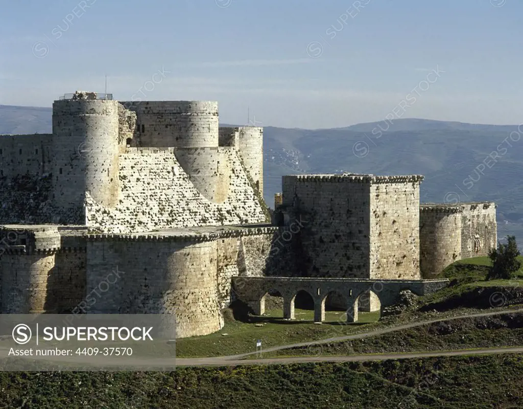 Syria. Krak des Chevaliers. Castle built in the twelfth century by the Knights Hospitaller during the Crusades to the Holy Land.