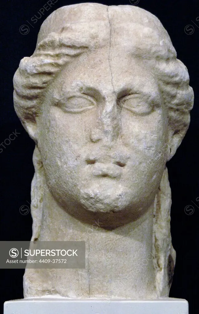 GREEK ART. REPUBLIC OF ALBANIA. Bust of Demeter, Greek goddess of agriculture. III-I centuries B.C. Ruins of Butrint Museum.