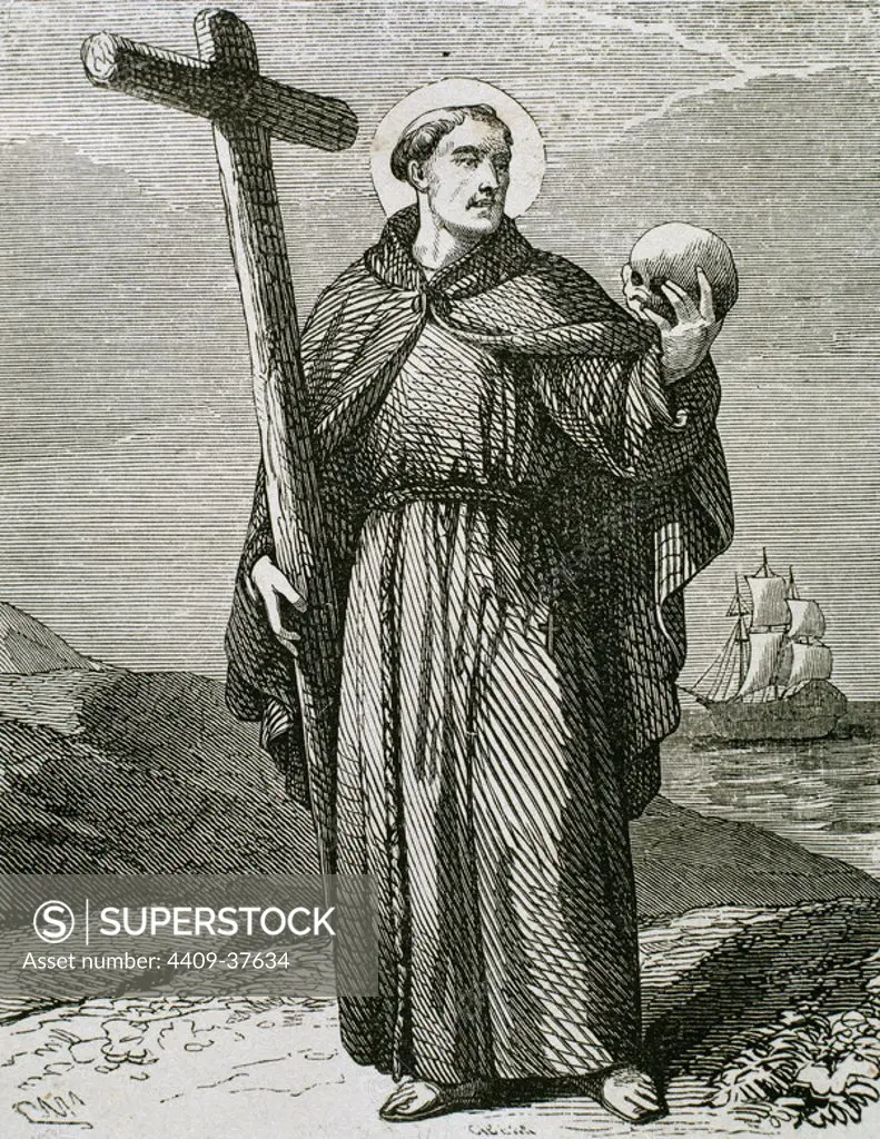 Saint Peter of Alcantara (1499-1562). Reformer of the Franciscan Order in Spain. Engraving.