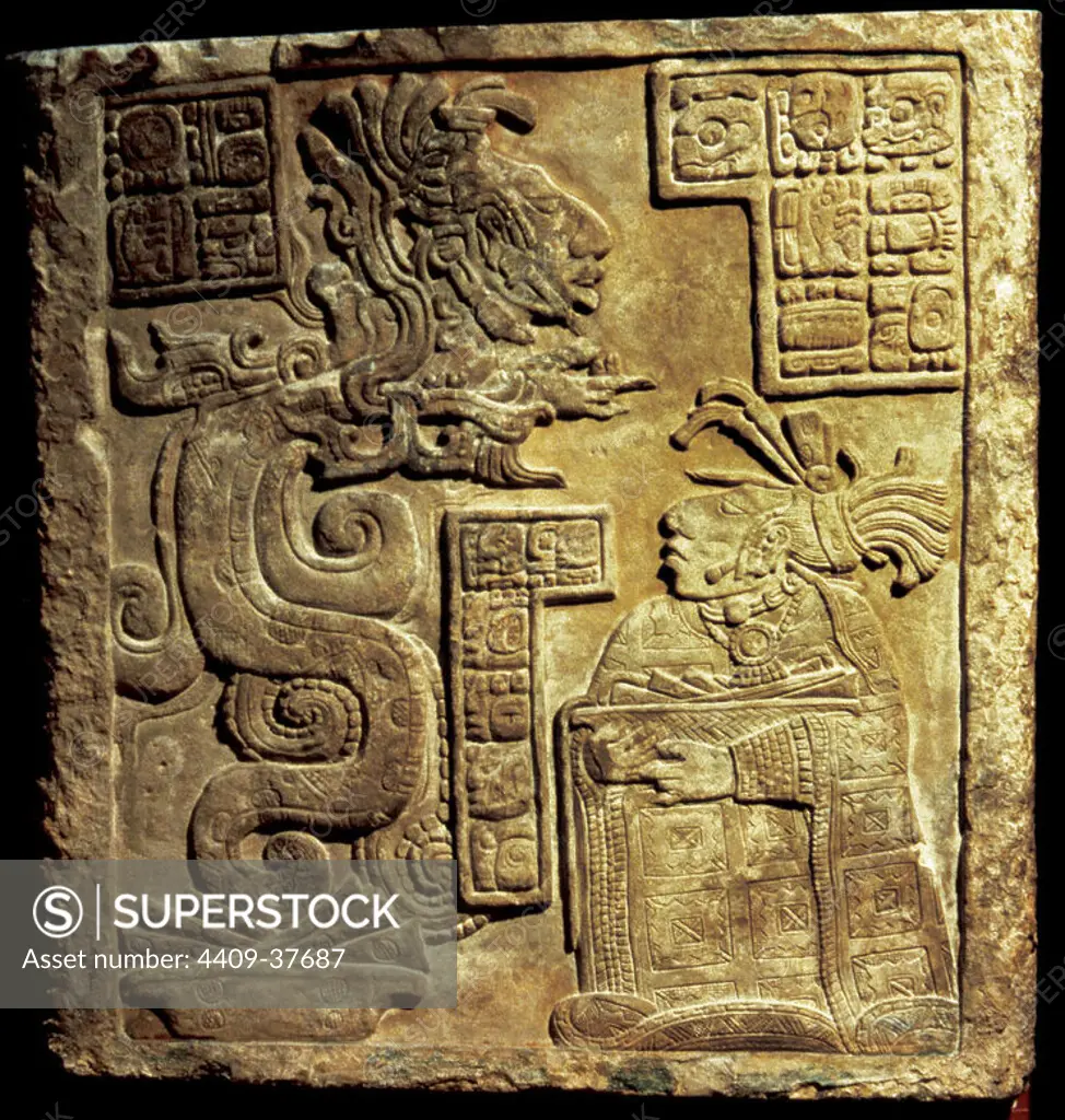 Pre-Columbian art. Central America. Maya. Lintel 15 from Yaxchilan, Late Classic Maya. 8th century. British Museum, London.