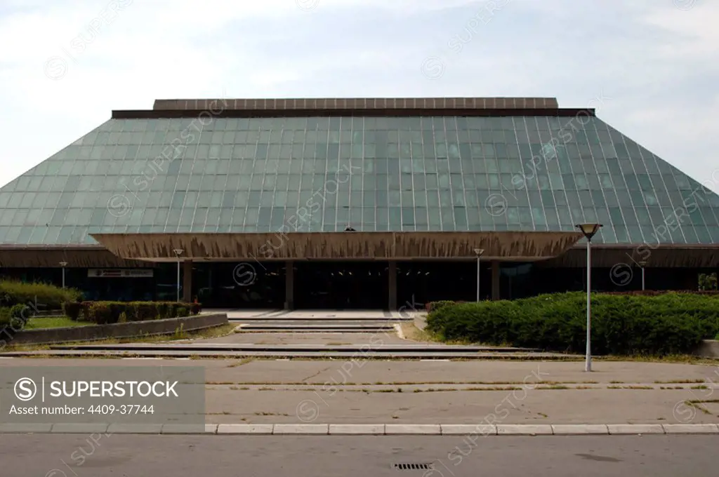Building Sava Centar, International Congress Center and cultural activities. Construction was completed in 1979. It was designed by architect Stojan Maksimovic. Belgrade. Republic of Serbia.