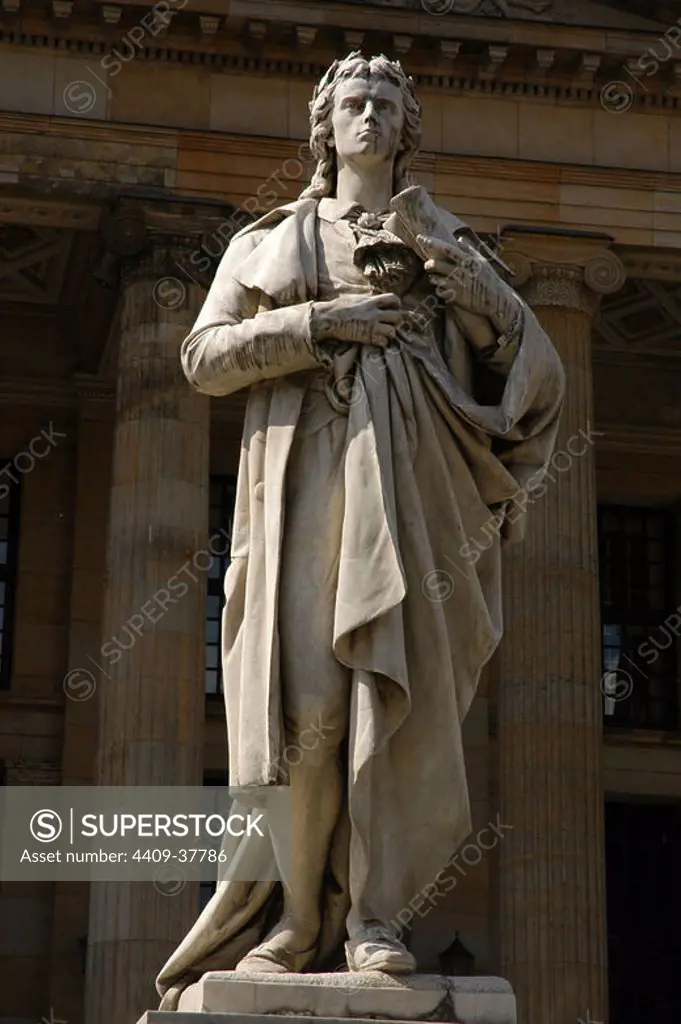 Johann Christoph Friedrich von Schiller (1759-1805). German poet, philosopher, historian, and playwright. Monument in Gendarmenmarkt, in the city center. Berlin. Germany.